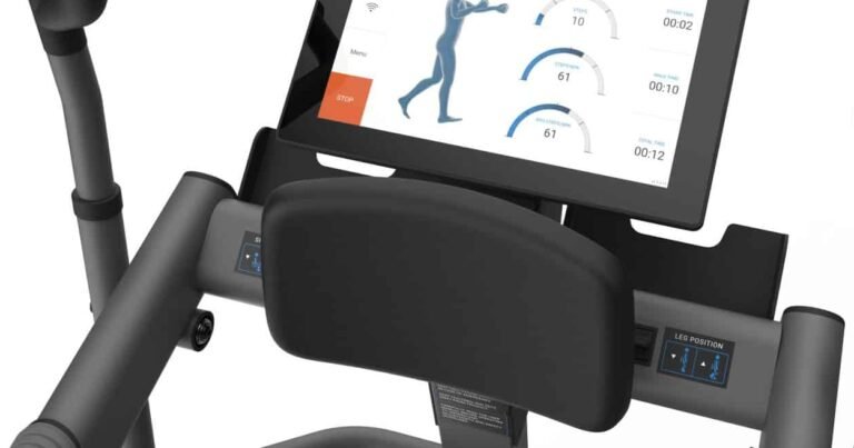 WalkPort fitness tracker console with digital display and exercise metrics.