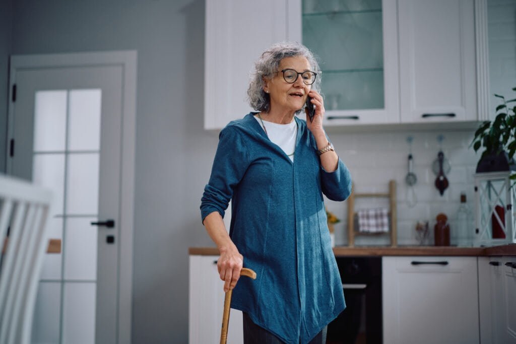 Safe walking path for seniors in a modern kitchen.
