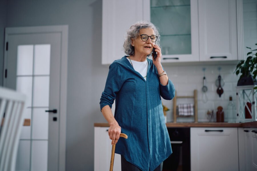 Safe walking path for seniors in a modern kitchen.