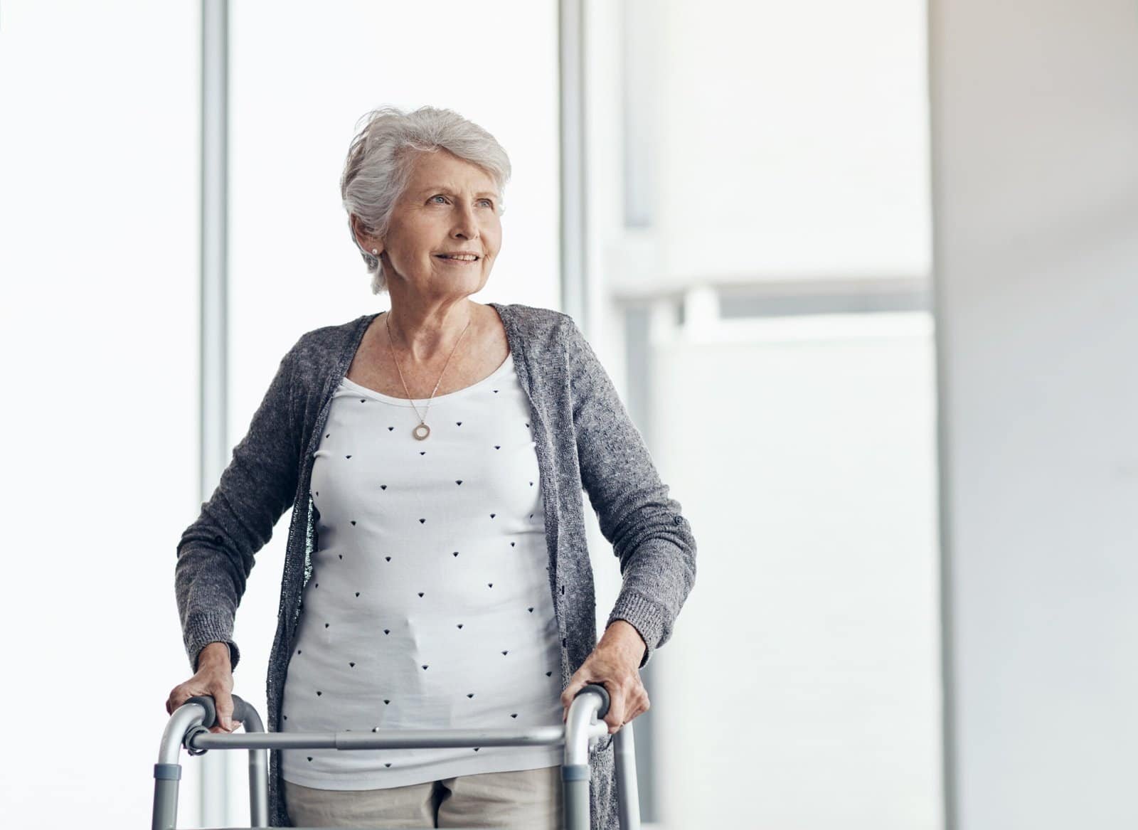 Supported walk station for gait training in rehab or home settings.