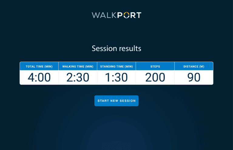 WalkPort facility app session results screen